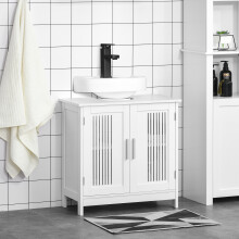 kleankin Bathroom Pedestal Under Sink Cabinet w/ Storage Shelf, White