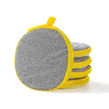 Esponja de limpeza de cozinha não absorvente, dupla ação, fácil de limpar, com design para pendurar que economiza espaço, amarela, pacote com 5