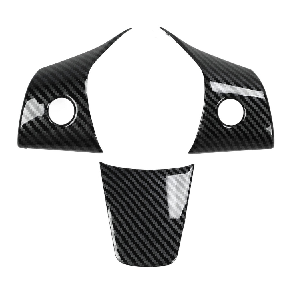 Carbon Fiber Steering Wheel Cover Trim 3Pcs Abs Luxury Interior Upgrade For Tesla Model Y 20212023 9339159682999
