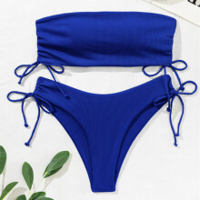 Tweedelig badpak voor dames, sexy en flatterend hoog uitgesneden bikinibroekje met verstelbare strik, halterstring met afneembare bandjes