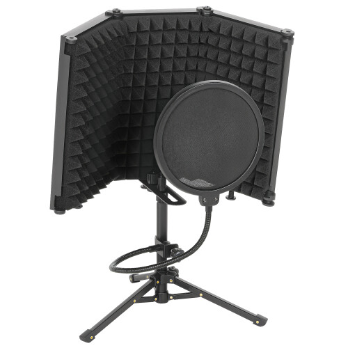 Homcom HOMCOM Studio Microphone Isolation Shield with Pop Filter & Stand, Black 1