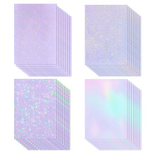 32 Sheets Transparent Adhesive Film, 210x297mm, Holographic, Iridescent, Glitter, SelfAdhesive (4 Designs)