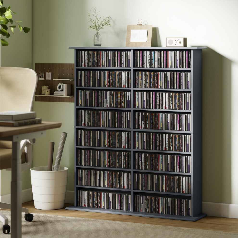 Homcom Cd Storage Unit Dvd Tower Blu-Ray Storage Shelf For Office, Grey