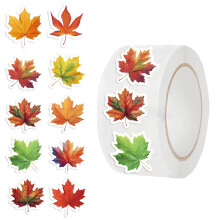 Thanksgiving Stickers Maple Leaf Scrapbook Adhesive Seal Roll For Crafts Journaling Planners Autumn Decor