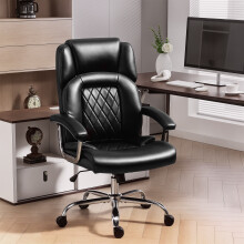 HOMCOM Office Chair 180kg, High Back Desk Chair with Spring Cushion, Black
