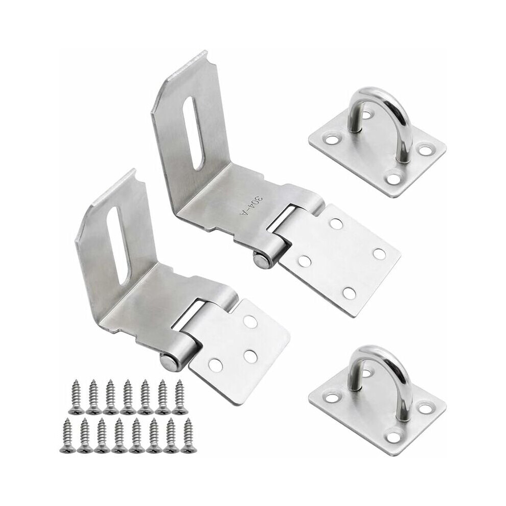 Safety Hasp Latch For Gates Cabinets, Right Angle Padlock Latch Approximately 2Mm Thick, Door Hasp Latch Lock With Easy Installation Multi-Point Posit 9060116417087