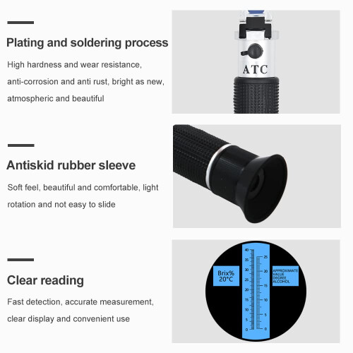 Digital Brix Refractometer Alcohol Refractometer, Wine Concentration Meter, 025% Alcohol, 040% Brix, Grapes and Beer 1