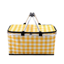 Picnic Basket Folding Outdoor Handheld 47x27x23.5cm Yellow Household Supermarket Shopping Storage
