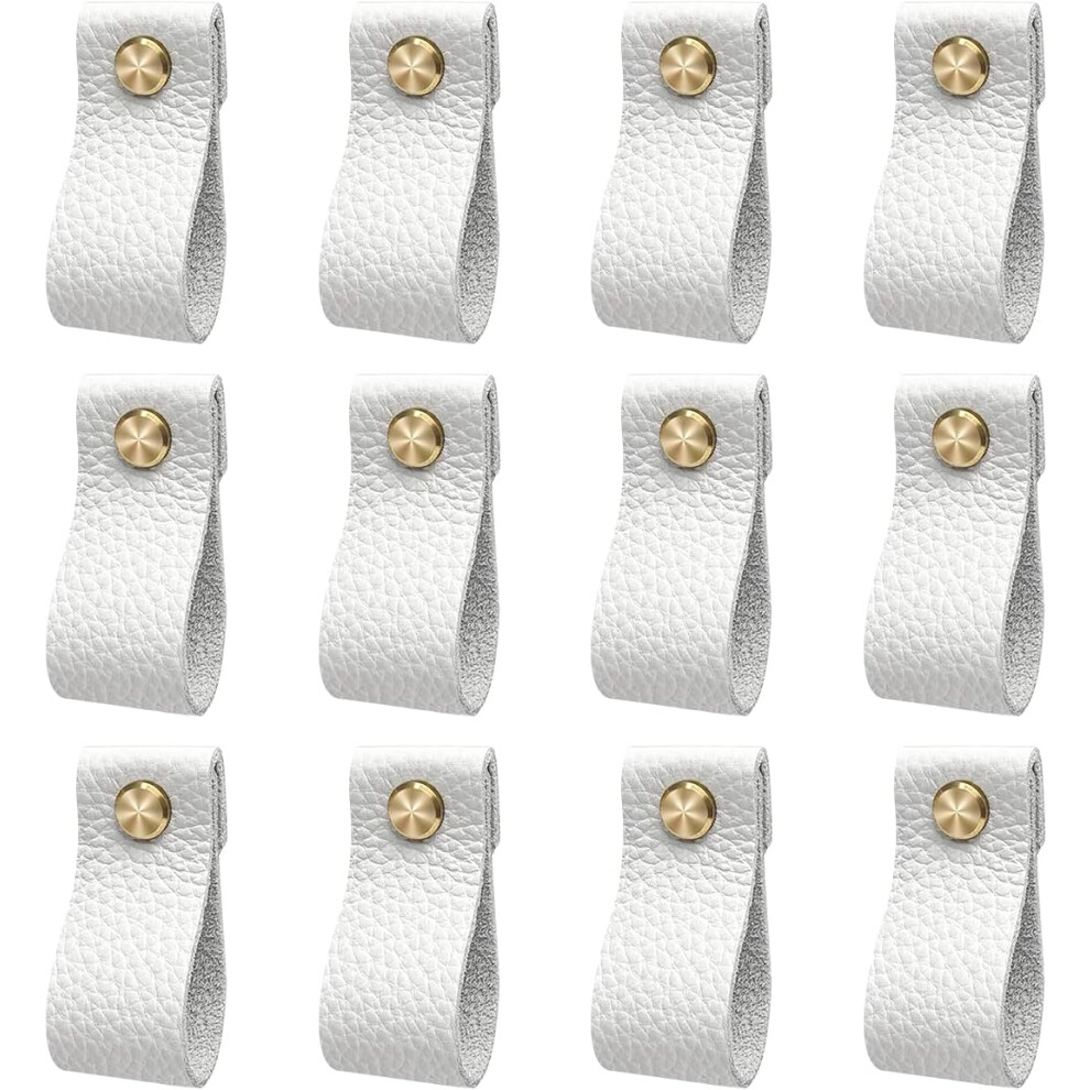 Modern Drawer Pulls, Premium Leather Cabinet Hardware, 12 Pack Of Leather Pulls Handles, Handmade For Dresser Cabinet And Closet 9436597659153