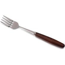 Dessert Forks LongHandle Stainless Steel Dinner Forks Fruit Forks Retro Wooden Handle Flatware
