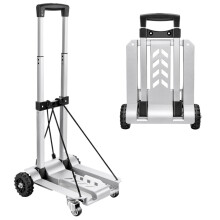 Movable Platform Handcart Aluminum Hand Truck Dolly 4Wheel Luggage Cart Silver Size 12x13.7x37 Inch