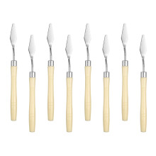 8 pieces palette knife painting tool 6.3' pointed stainless steel blade plastic handle spatula painting palette knife for oil acrylic, beige