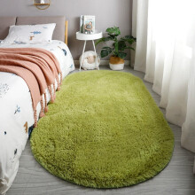 Fluffy Oval Rugs Soft Shaggy 80x180cm Grass Green NonSlip Plush Floor Mat For Living Room, Bedroom, Bedside Play Mat