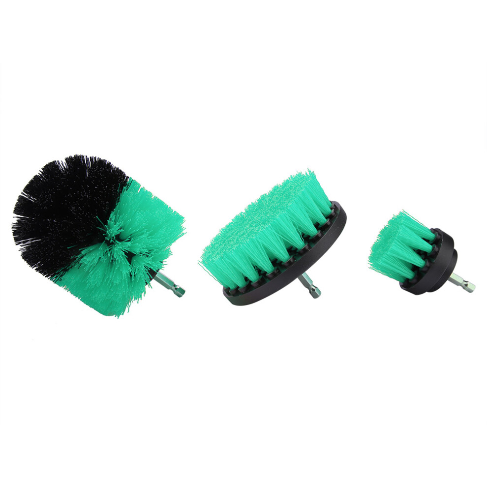 Drill Attachment For Heavy Duty Scrubbing, 3Pcs Green Nylon Brush Kit For Cleaning Supplies, Bathtub, Grout, Bathroom Floor, Tile, Toilet And Carpet, 9436597778496