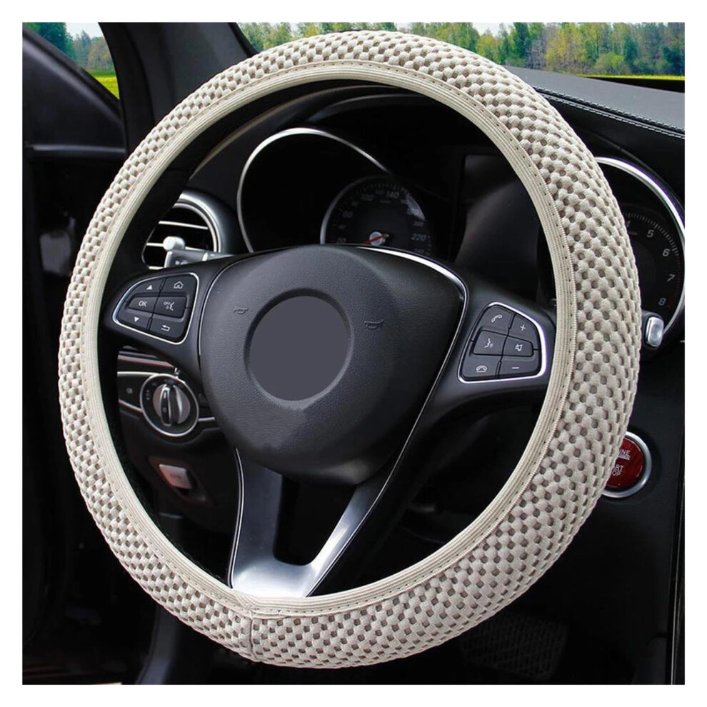 Car Steering Wheel Cover 1Piece Antislip Universal Fit Beige 9001264214371
