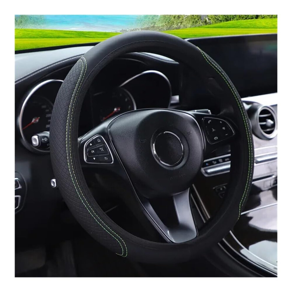 Universal Pu Leather Car Steering Wheel Cover 3738Cm Breathable Antislip Winter Warm Trim Green 9119770083029