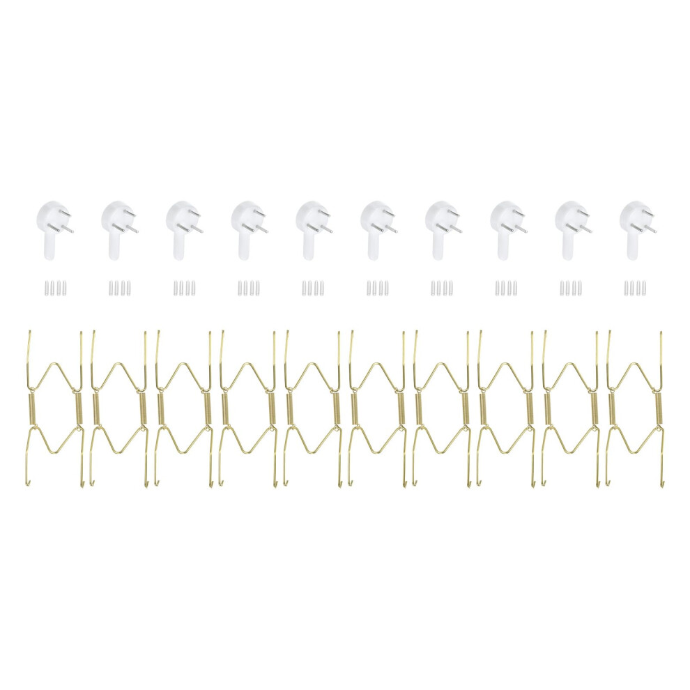 Pack Of 10 Plate Hangers 5 Inch Universal Brass Invisible Wall Plate Hanger With 10 Pieces Wall Hooks For Decorative Plates Gold 9067246239732