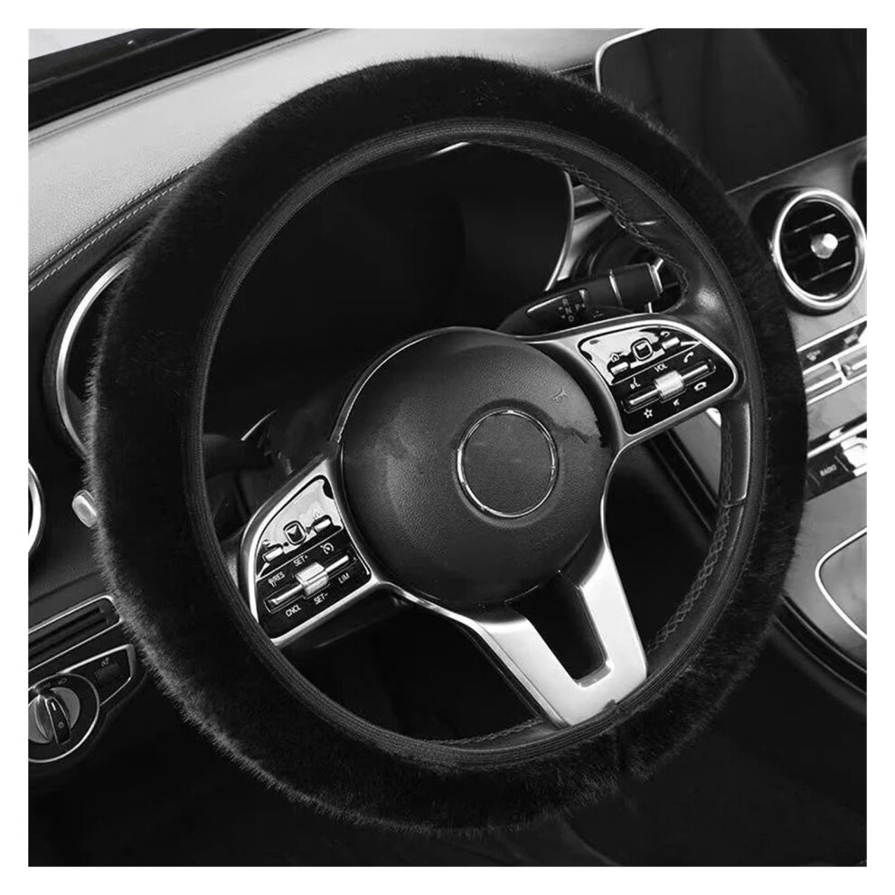 Winter Warm Plush Steering Wheel Cover Soft Antislip Fullwrapped Protector 3739Cm Black 9001264214623