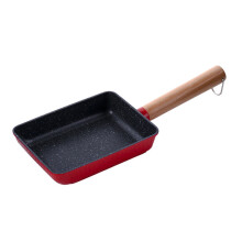 Wood Handle Omelette Pan, Fast and Even Heating Nonstick Japanese Omelette Pan, Aluminum Alloy Egg Frying Pan with Stain Resistant Coating, Multifunct