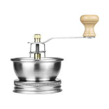 Glascoffee grinder, manual, stainless steelcrank handle, portable lid for wide jars, adjustable bean grinder 70mm