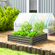 Outsunny Raised Garden Bed Metal Garden Flower Vegetable Planter Light Grey