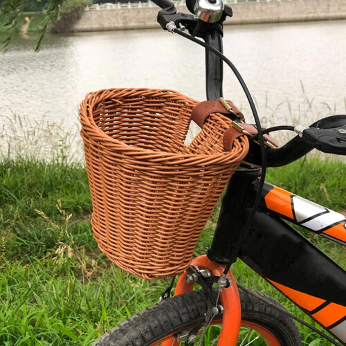Front loading basket Rattan Hand woven bicycle basket Woven MultiColor 1