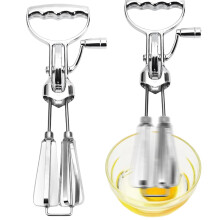 Hand Mixer Without Power, Stainless Steel Hand Crank Egg Beater, Double Head Mixer
