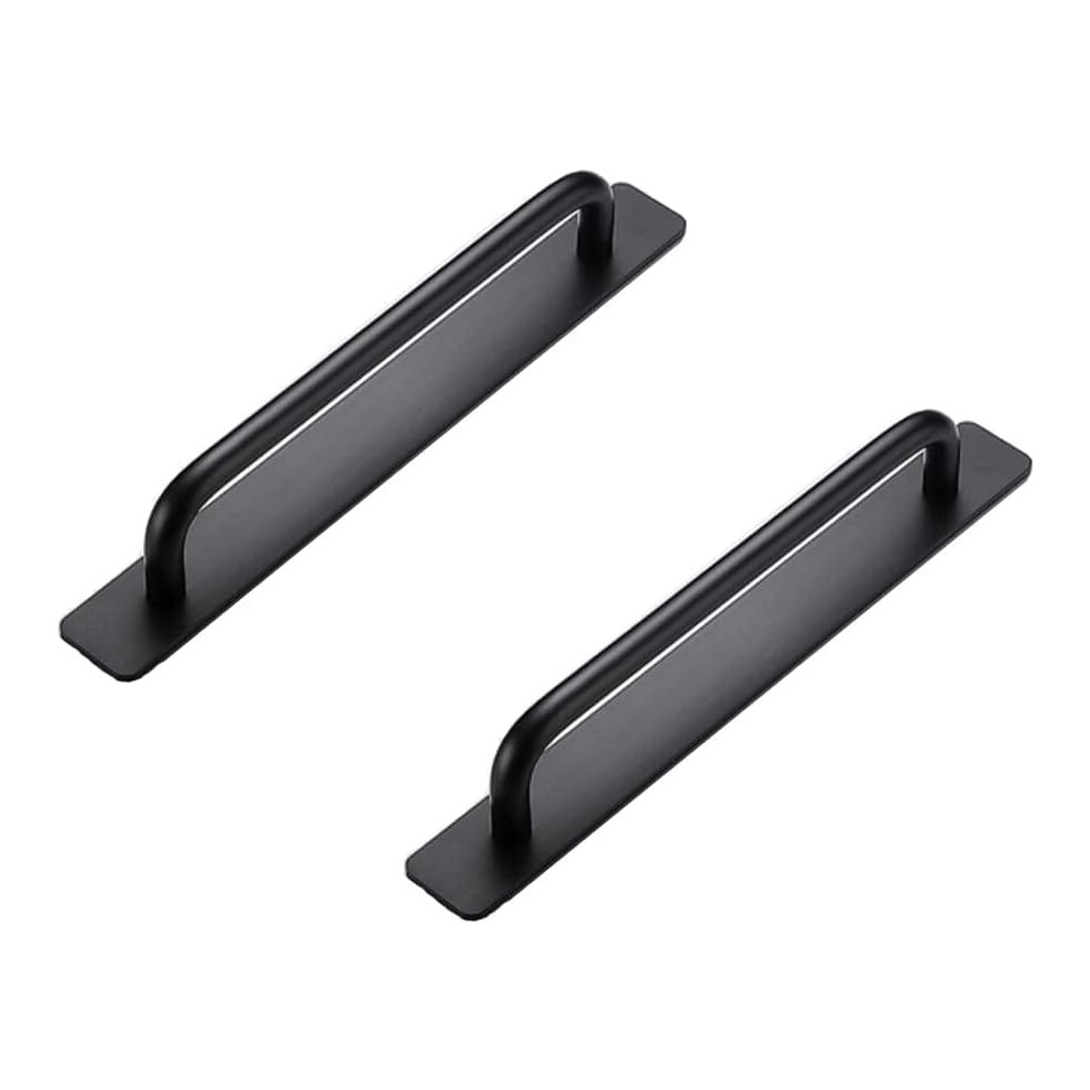 Door Handles For Kitchen Cabinets, Fingerprint Resistant Alloy Material Self Stick Smooth Feel Rustproof Black Matte Surface, Set Of 2 9436597659221