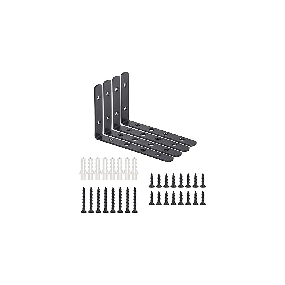 Heavy Duty Shelf Bracket, Cast Iron Corner Brace Joint For Wall Hanging Support, Wide Application Furniture Mounting, 125Mm X 75Mm X 20Mm, Black, Pack 9198585902091