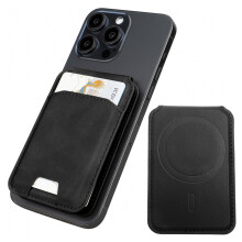 Telefonkortholder med justerbart stativ for Magsafe Wallet, ultratynn, svart