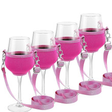 Glass Holder for Hanging, Pack of 4, Pink, Large/24 cm