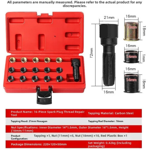 Thread  Kit Carbon Steel Tap Insert Tool 21Mm Hex Head For Ignition Restoration DIY 1