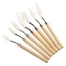 Art Spatula, Paint Scraper, Set of 7 Spatula Painting Set with Wooden Handle