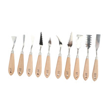 Evaluate your artwork Oil painting spatula set with wooden handles and stainless steel for mixing craft paints