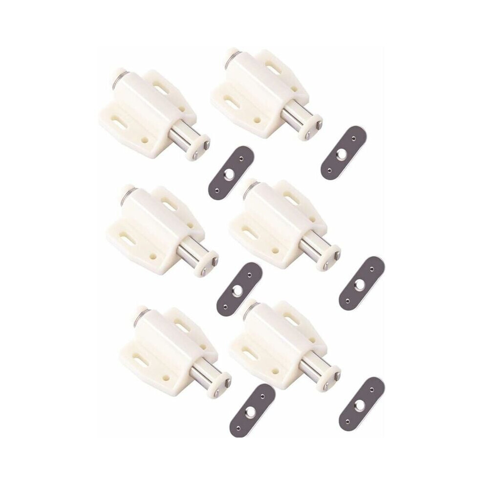 White Magnetic Cabinet Catches For Kitchen Drawer, Durable Plastic And Steel Magnetic Touch Latch For Smooth Snap Closure And Furniture Doors Protecti 9198585902640