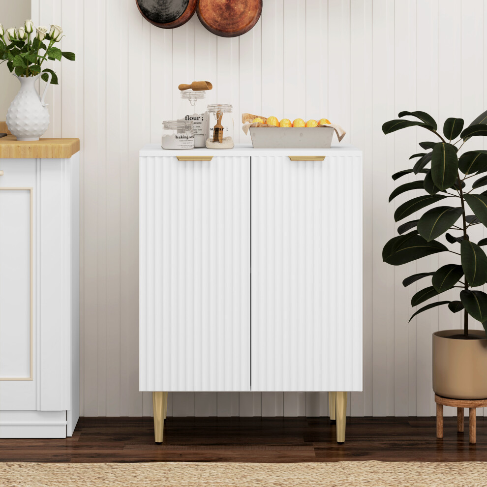 Homcom Sideboard Buffet Cabinet With Adjustable Shelf, White