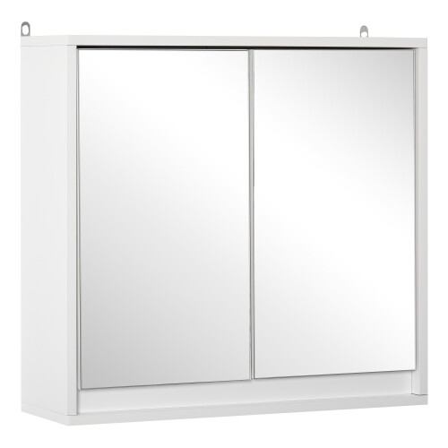 Homcom HOMCOM Wall Mounted Mirror Cabinet w/ Storage Shelf for Bathroom White 1