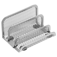 Metal Letter Rack ThreeCompartment Desktop Book Organizer Silver WearResistant File Holder For Home And Office