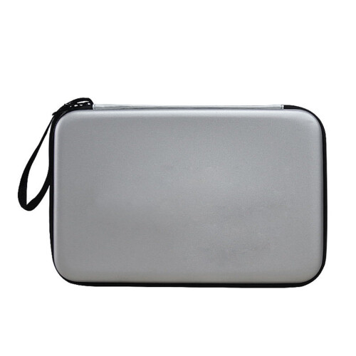 Square Table Tennis Racket Case Waterproof Zipper Paddle Storage Bag Hard Case Silver