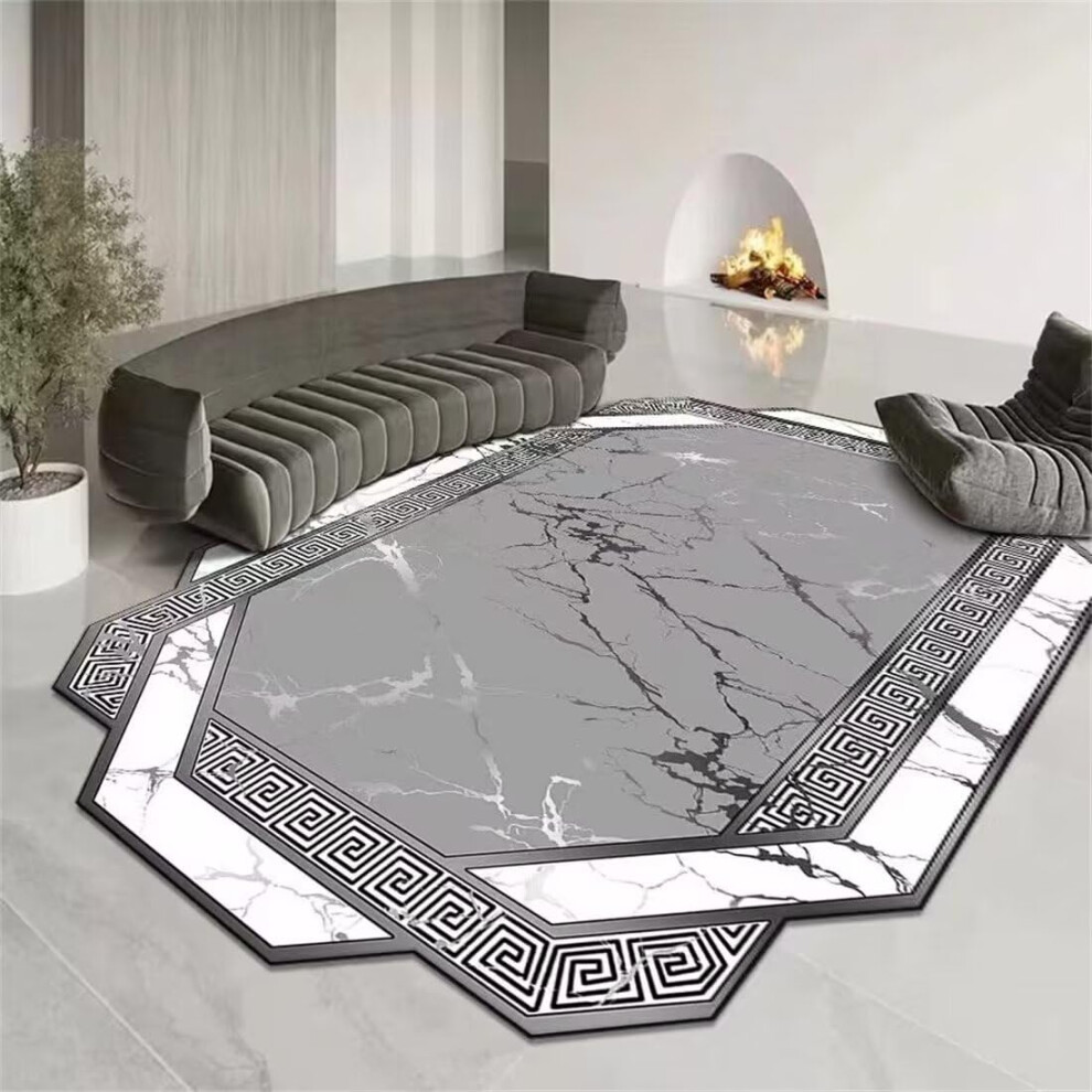 Kids Rug 50X80cm Fluffy Hallway Carpet Irregular Marble Living Room Grey