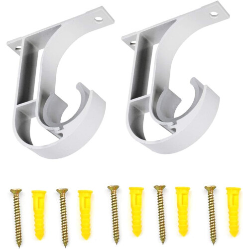 Wall Mounted Bracket For Drapery Poles, Adjustable Rubber Clip Multi Usage Ceiling Or Wall Curtain Support Hardware, Ceiling Mount Curtain Rod Bracket