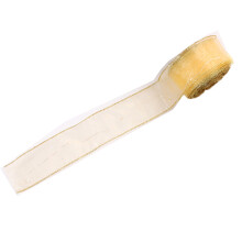 Fita aramada transparente para embrulho de presentes, fita de veludo dourada com fio de cobre para manter a forma, adequada para uso interno e