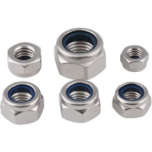 Tuerca de seguridad de acero inoxidable M2.5 de alta dureza, tuercas hexagonales con inserto de nailon para fijación de motocicletas.