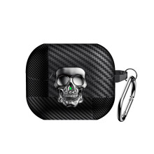 Skull Pattern Carbon Fiber Protective Cover For Buds-Silver
