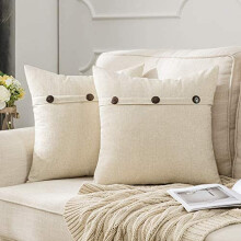 Fețe de pernă cu design rustic și elegant, in de înaltă calitate care oferă confort și durabilitate, designul cu trei nasturi adaugă o notă
