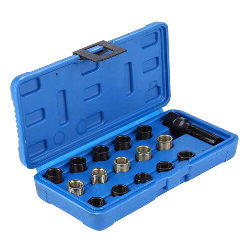M14x1.25 Spark Plug Thread  Kit, 16Piece Precise Rethreading Set with Case for Vehicles