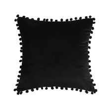 Fețe de pernă decorative, catifea moale cu pompoane pentru canapea/dormitor, fețe de pernă uni, 45cm x 45cm (2 buc.)