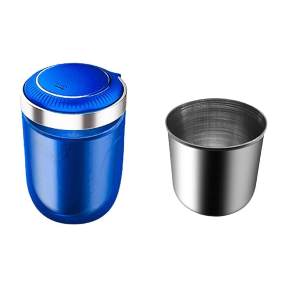 Car Ashtray With Led Universal Alloy Aluminum Cup Smokeless Auto Ashtray Cigarette Box Flame Light/Blue 9323874464831