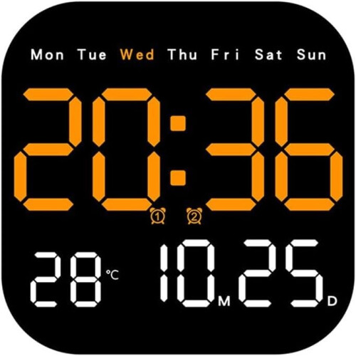 Wall Clock With Remote Control Display Temperature Display Desktop Clock Kitchen Living Room Bedroom Modern Silver Green 1