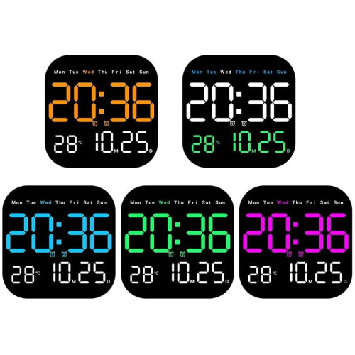 Wall Clock With Remote Control Display Temperature Display Desktop Clock Kitchen Living Room Bedroom Modern Silver Green 2